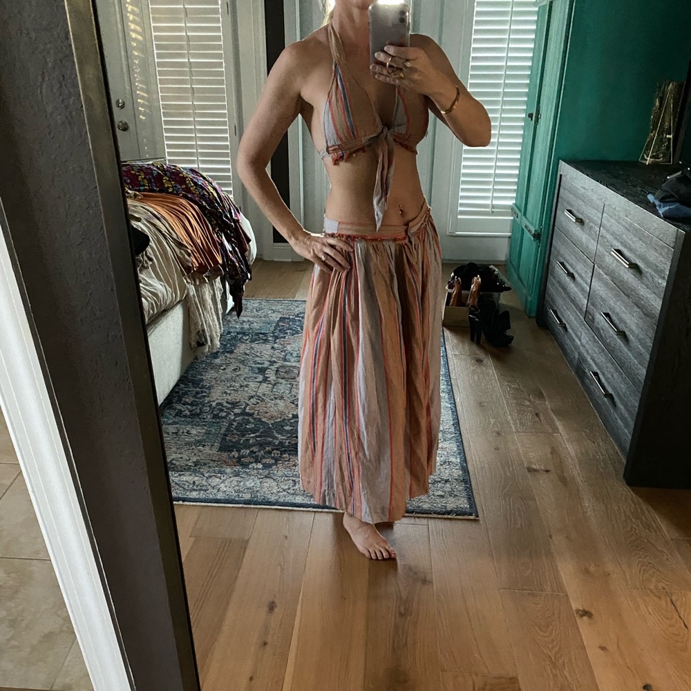 Free People Multicolor Striped Halter Dress